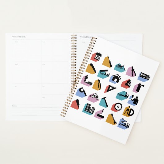 Construction and DIY Home Improvement Icons Planner (Display)