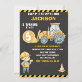 Construction Birthday 5  | Dump Truck & Excavator  Kaart (Voorkant)
