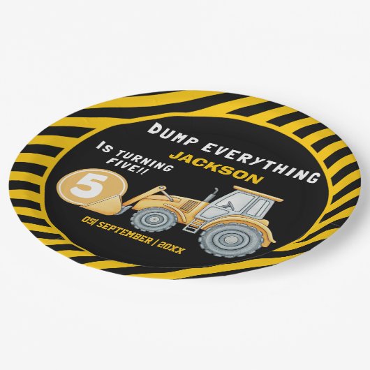 Construction Birthday 5 Party | Excavator Papieren Bordje (Gekanteld)