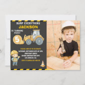Construction Birthday 5 with Photo | Dump Truck  Kaart (Voorkant)
