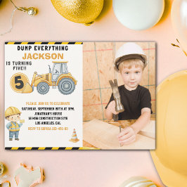 Construction Birthday 5 with Photo | Dump Truck Kaart