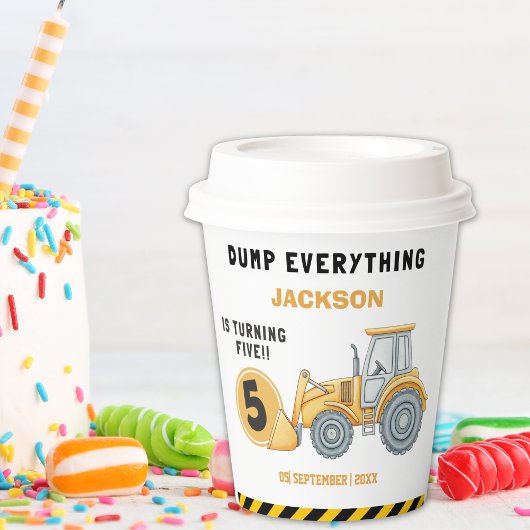 Construction Birthday 5th | Dump Truck Party Papieren Bekers