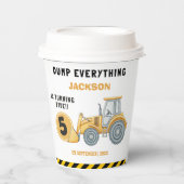 Construction Birthday 5th | Dump Truck Party Papieren Bekers (Voorkant)