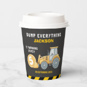 Construction Birthday 5th | Dump Truck Party Papieren Bekers (Achterkant)