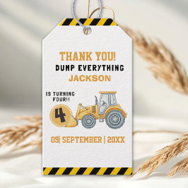Construction Birthday Boy 4 | Dump Truck Cadeaulabel