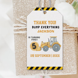 Construction Birthday Boy 5 | Dump Truck Cadeaulabel