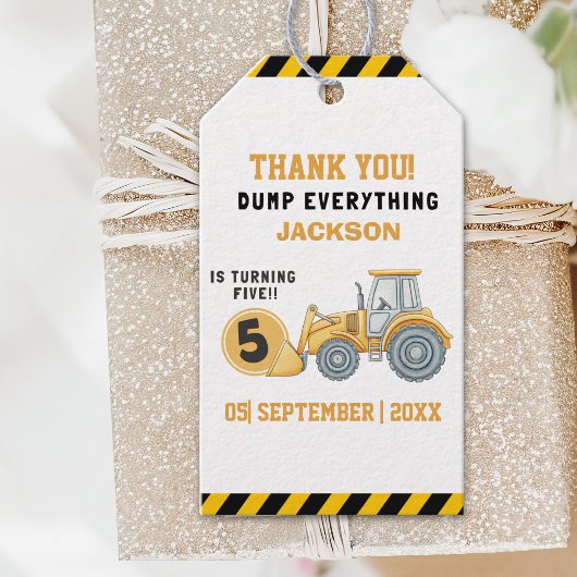 Construction Birthday Boy 5 | Dump Truck Cadeaulabel