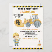 Construction Birthday | Dump Truck & Excavator Kaart (Voorkant)