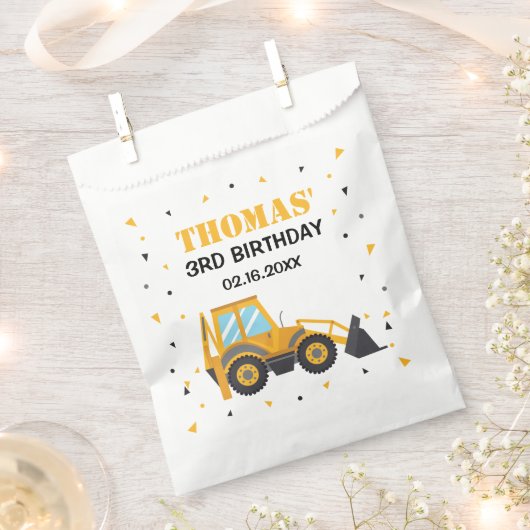  Construction birthday excavator truck Favor Bag  Bedankzakje (Geknipt)