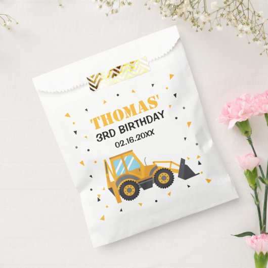  Construction birthday excavator truck Favor Bag  Bedankzakje (Gezegeld)