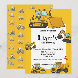 Construction Birthday Invitation |Boy Truck Party  Kaart