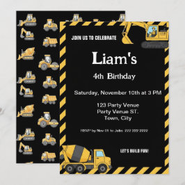 Construction Birthday Invitation |Boy Truck Party  Kaart