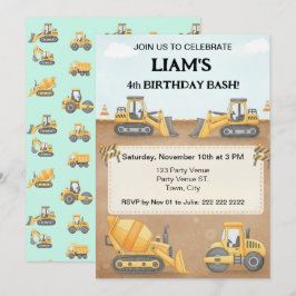 Construction Birthday Invitation |Boy Truck Party  Kaart