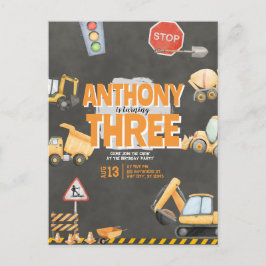 Construction Birthday Invitation Briefkaart