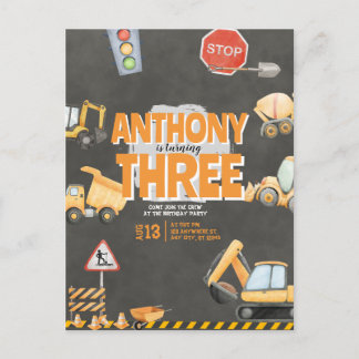 Construction Birthday Invitation Briefkaart