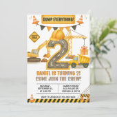 Construction Birthday Invitation, Dump Truck Kaart (Staand voorkant)