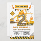 Construction Birthday Invitation, Dump Truck Kaart (Voorkant / Achterkant)