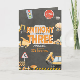 Construction Birthday Invitation Kaart