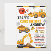 Construction Birthday Invitation Kaart (Voorkant / Achterkant)