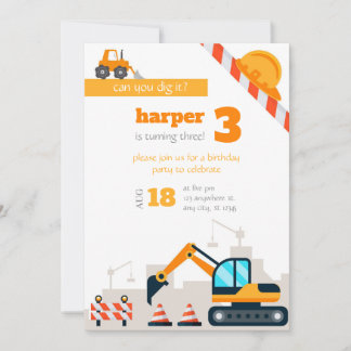 Construction birthday invitation template bday bedankkaart