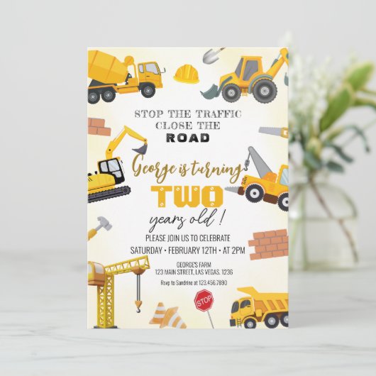 Construction Birthday Invitations Kaart (Staand voorkant)