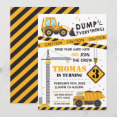 Construction Birthday kid Invitation Kaart (Voorkant / Achterkant)