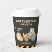 Construction Birthday Paper Cups Turning Six Papieren Bekers (Achterkant)