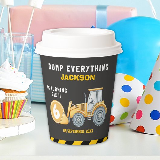 Construction Birthday Paper Cups Turning Six Papieren Bekers