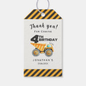 Construction Birthday Party 4th years Cadeaulabel (Voorkant)