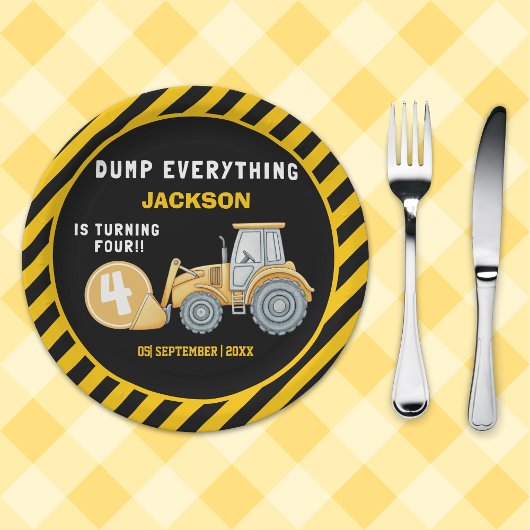 Construction Birthday Party | Excavator & Wrecking Papieren Bordje