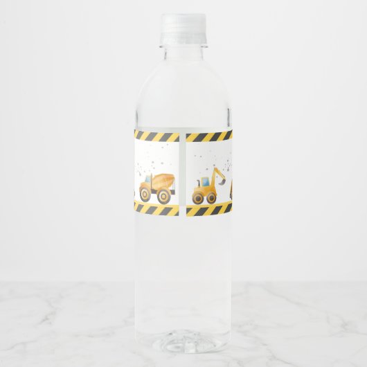 Construction Birthday Water Bottle Label Waterfles Etiket (Achterkant)