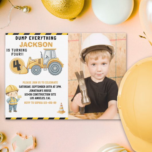 Construction Birthday with Photo | Dump Truck Kaart