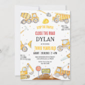 Construction Boy Birthday Invitation Kaart (Voorkant)