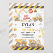 Construction Boy Birthday Invitation Kaart (Voorkant / Achterkant)