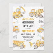 Construction Boy Birthday Invitation Kaart (Voorkant)