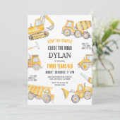 Construction Boy Birthday Invitation Kaart (Staand voorkant)