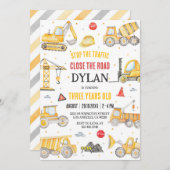 Construction Boy Birthday Invitation Kaart (Voorkant / Achterkant)