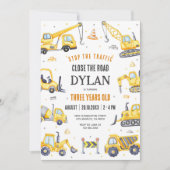 Construction Boy Birthday Invitation Kaart (Voorkant)