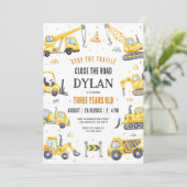 Construction Boy Birthday Invitation Kaart (Staand voorkant)