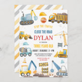 Construction Boy Birthday Invitation Kaart (Voorkant / Achterkant)