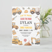Construction Boy Birthday Invitation Kaart (Staand voorkant)