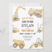 Construction Boy Birthday Invitation Kaart (Voorkant)
