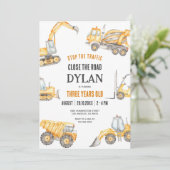 Construction Boy Birthday Invitation Kaart (Staand voorkant)