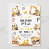 Construction Boy Birthday Invitation Kaart (Voorkant)