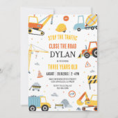 Construction Boy Birthday Invitation Kaart (Voorkant)