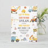 Construction Boy Birthday Invitation Kaart (Staand voorkant)