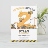 Construction Boy Birthday Invitation Kaart (Staand voorkant)