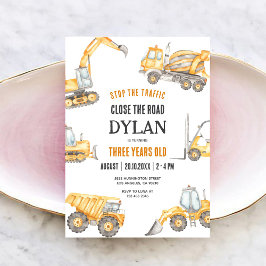 Construction Boy Birthday Invitation Kaart