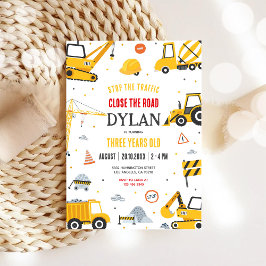Construction Boy Birthday Invitation Kaart