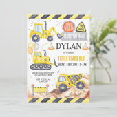 Construction Boy Birthday Invitation Kaart (Staand voorkant)